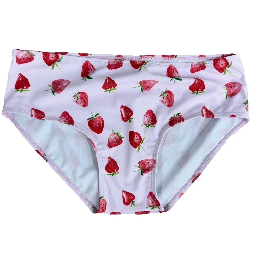 NWT Sol Swimsuit 2 Pc Rash Guard Set Girls Size 16 Top 14 Bottom Pink Strawberry